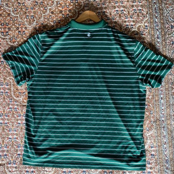 IZOD Golf Polo Shirt Mens XX-Large Green White Stripe Short Sleeves - Picture 2 of 10